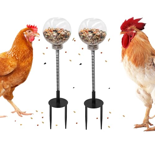 2 Peck Hühnerli-Spender, Huhn Anreicherung Spielzeug mit Feder und Erdspieß, Hühnerfutterstation für Stall, Hühnerstall Zubehör für Hühner, Gänse, Enten, Truthahn, Anderes Geflügel 2 Peck Hühnerli-Spender, Huhn Anreicherung Spielzeug mit Feder und Erdspieß, Hühnerfutterstation für Stall, Hühnerstall Zubehör für Hühner, Gänse, Enten, Truthahn, Anderes Geflügel von MinrzPet