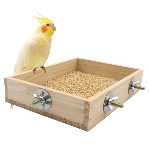 Vogelkäfig Zubehör, Futterschale aus Holz für kleine bis mittelgroße Vögel, Vogelfutterstation für Käfig, Vogelfutterschale für Wellensittich, Nymphensittich, Lovebird, Conure, Sittich, Kanarienvögel, von MinrzPet