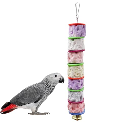 Vogelspielzeug, Sittichspielzeug mit Glocke, Papageienspielzeug, Vogelschnabel-Schleifstein, Vogel-Kauspielzeug für afrikanische Graupapageien, Wellensittiche, Nymphensittiche, Lovebirds, Conures, von MinrzPet