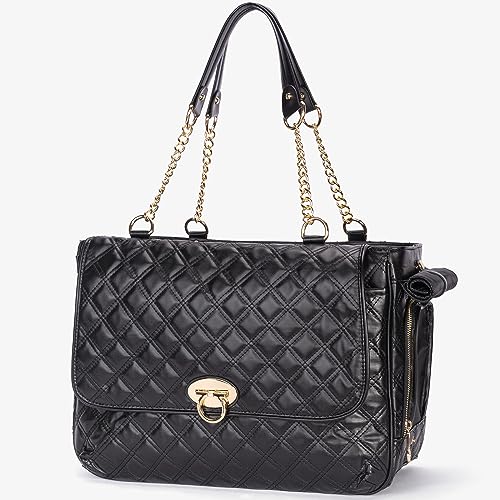 Fashion Pet Carrier Dogs Cat Small Animals Purse Bag, Leather Pet Carriers Dog Puppy Kitten Tote Travel Handbag TSA Airline-Approved (Black 2) von Minsong