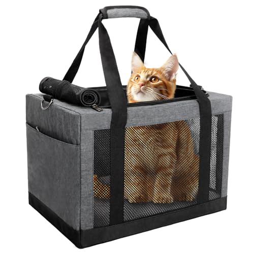 Weiche Seitentasche für Haustiere mit Schultergurt, atmungsaktiv, zusammenklappbar, Netzstoff, Katzentragetasche für Katzen und Hunde, TSA-zugelassene Reise-Haustier-Tragetasche (Grau, 40,6 x 29,2 x Weiche Seitentasche für Haustiere mit Schultergurt, atmungsaktiv, zusammenklappbar, Netzstoff, Katzentragetasche für Katzen und Hunde, TSA-zugelassene Reise-Haustier-Tragetasche (Grau, 40,6 x 29,2 x von Minsong