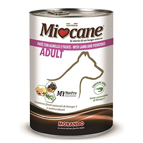 Miocane Adult Pastete Nassfutter für Hunde (, 100% Made in Italy, Hauptzutat: Lammfleisch und Kartoffeln, Hundefutter nass, hochwertiger Hundesnack, Portionsgröße: 400 g) von Miglior Cane