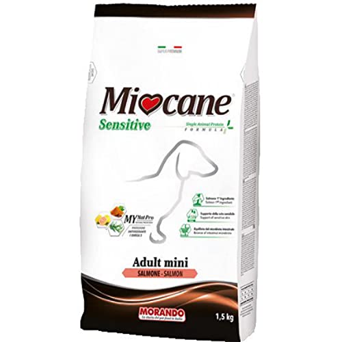 Miocane Sensitive Adult Mini Pellets Trockenfutter für Hunde (Tierproteinformel, 100% Made in Italy ohne Tierversuche, Hauptzutat: Lachs, Portionsgröße: 1,5 kg) von Miocane