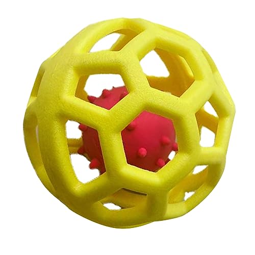 Miokycl Hund Hohlball Spielzeug Spaß Interaktive Biss Widerstand Kauen Haustier Spielzeug Ball für Hunde Katzen Haustiere (Gelb) von Miokycl