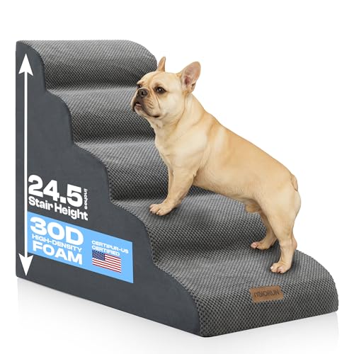 5-stufige gebogene Hundetreppe für hohe Betten bis zu 76,2 cm, rutschfeste Schaumstoff-Haustierrampe für große Hunde und Katzen, waschbarer Bezug, weiche Kletterstufen für Couch & Sofa 5-stufige gebogene Hundetreppe für hohe Betten bis zu 76,2 cm, rutschfeste Schaumstoff-Haustierrampe für große Hunde und Katzen, waschbarer Bezug, weiche Kletterstufen für Couch & Sofa von Miorun