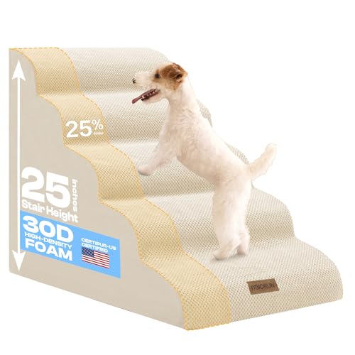 Miorun Extra breite Hundetreppe für große Hunde bis zu 36,3 kg, 63,5 cm Haustiertreppe für Hochbett mit waschbarem Bezug, 5-stufiges Schaumstoffbett & Couchleiter für kleine, mittelgroße Hunde und Miorun Extra breite Hundetreppe für große Hunde bis zu 36,3 kg, 63,5 cm Haustiertreppe für Hochbett mit waschbarem Bezug, 5-stufiges Schaumstoffbett & Couchleiter für kleine, mittelgroße Hunde und von Miorun