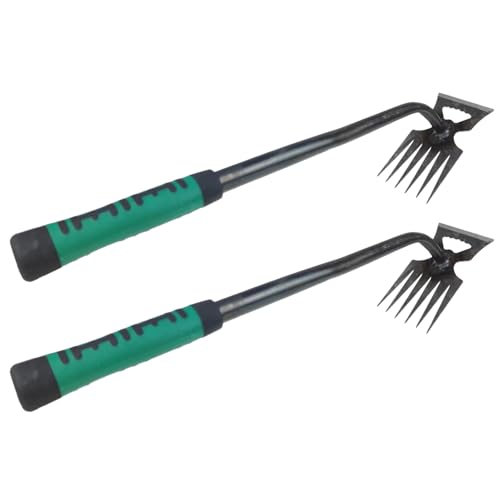 Miosugo Kohlenstoffstahl Unkrautstecher, Ergonomischer Unkrautstecher, Rutschfester Gummigriff, für müheloses Jäten im Garten, Rasen und Harte Böden (11 Zinken) von Miosugo