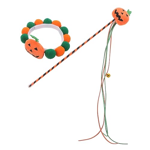 Mipcase Halloween-katzenhalsband-Set Kätzchen-Teaser-Stick Interaktives Haustierspielzeug Für Dekorative Katzenhalskette Sound-kätzchen-Teaser-Spielzeug Zum Necken Für Katzen von Mipcase