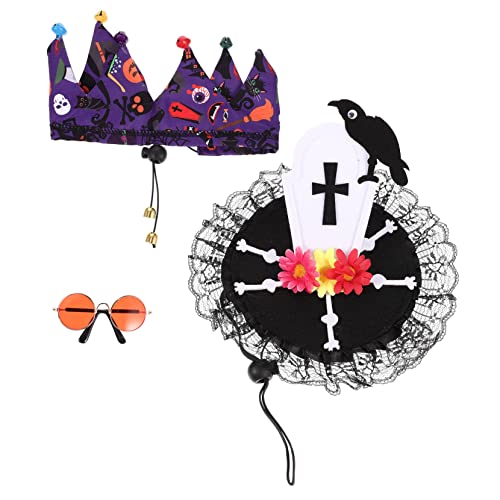 Mipcase Halloween-haustierkleidung Modische Katzenkostüme Hut Brille Und Halsband Für Fotogelegenheiten von Mipcase