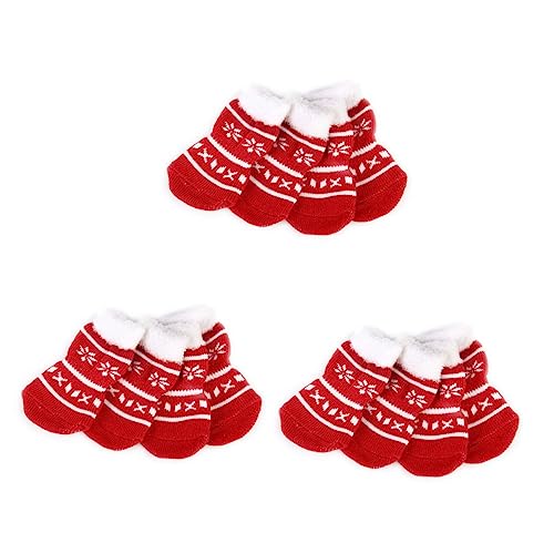 Mipcase 3er-Sets Weihnachtssocken Für Hunde Welpen Und Katzen Größe S Rot Baumwolle Gummi Warm Schneefest Für Haustiere 4 Stück X 3 Mipcase 3er-Sets Weihnachtssocken Für Hunde Welpen Und Katzen Größe S Rot Baumwolle Gummi Warm Schneefest Für Haustiere 4 Stück X 3 von Mipcase
