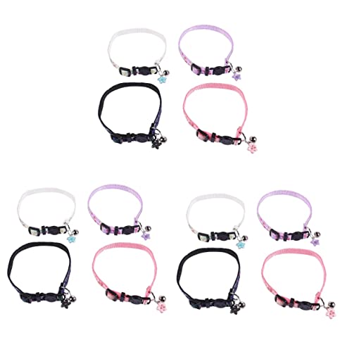 Mipcase 12 Stück Katzenhalsband Blumendekor Sicherheitshalsbänder Haustierkette Verstellbarer Lätzchen Nylon von Mipcase