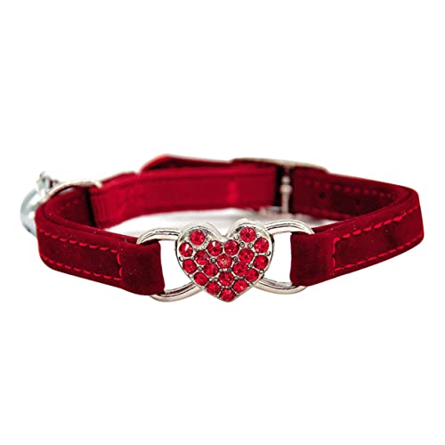 Mipcase Modisches Katzenhalsband in Herzform Mit Strasssteinen Und Glöckchen Rot Verstellbar Für Katzen Und Kätzchen Mipcase Modisches Katzenhalsband in Herzform Mit Strasssteinen Und Glöckchen Rot Verstellbar Für Katzen Und Kätzchen von Mipcase