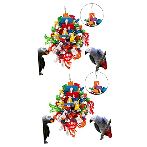 Mipcase 2 Bunte Mehrfarbige Nymphensittiche Spielzeug Papagei Vogel Nahrungssuche Holzblöcke Zum Aufhängen Für Afrikanisches Klettern Zerkleinerbare Spielzeuge Graue Finkvögel von Mipcase