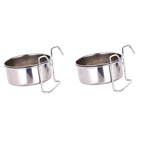 Mipcase 2 Sets Haustier Wasser Becken Pet Fütterung Schüssel Stehen Edelstahl Hängen Schüssel Für Haustier von Mipcase