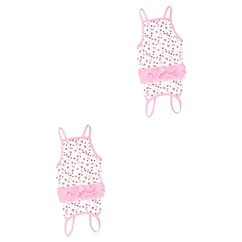 Mipcase 2 Stück Erdbeerkleid Haustierkleidung ädchen Baumwollnachthemd Katzenkleidung Haustier Hundekleidung Hund Sommerkleidung Heimtierbedarf Hundekleidung Pyjama Rock Fliege Haustier von Mipcase
