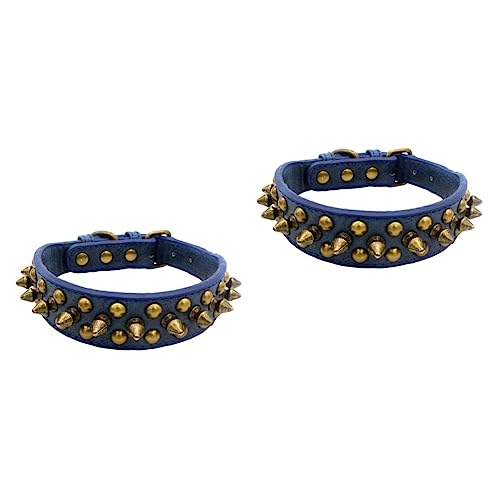 Mipcase 2stücke Rundnagel Hundehalsband Mit Nieten Verstellbares Stilvolles Halsband Für Kleine Und Große Hunde Dunkelblau Xs Für Und Outdoor-aktivitäten von Mipcase
