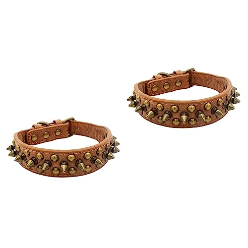 Mipcase 2 Stück Hundehalsband mit Nieten Haustierhalsband Runde Nägel und Bequem für Outdoor-aktivitäten Stilvolles Haustierzubehör von Mipcase