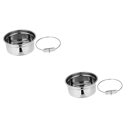 Mipcase 2 Stücke Hangable Tiernahrung Wasser Schüssel Für Vogel Käfige Papagei Fütterung Platte Rostfrei Coop Tasse Einfache Entfernung von Mipcase