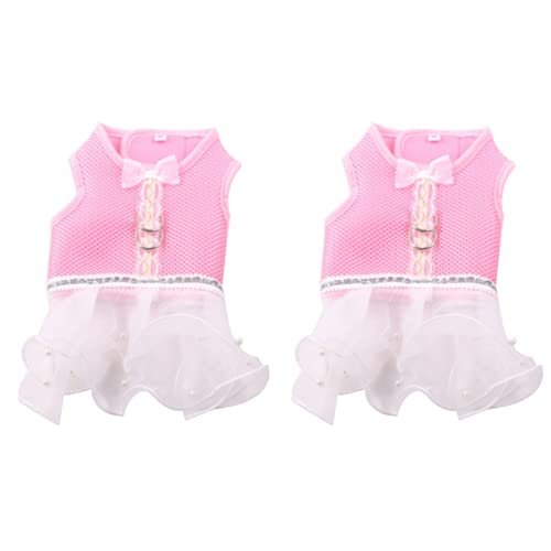 Mipcase 2 STK Hundeprinzessin-Shirt Hundegeschirr Kleid Welpe Tutu-Rock Hundegeschirr Aus Mesh Pet Mesh-Kleid ädchen Hundeweste Tutu-Kleid Für Hunde Hauskatze Kleid Kettenblatt Kleidung von Mipcase