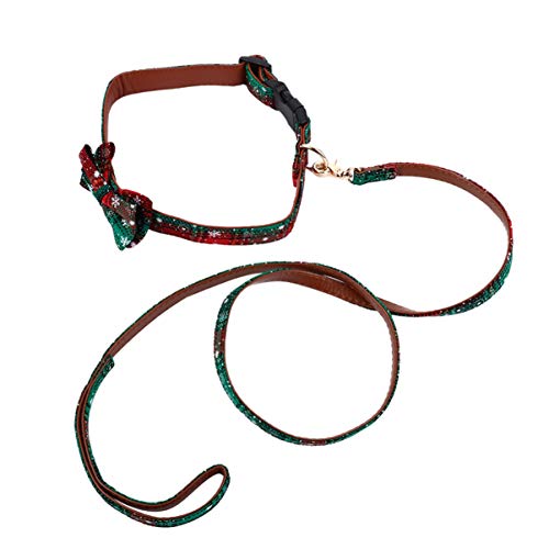 Mipcase Haustier-fliegenhalsband Für Hunde Schneeflocken-Design Weihnachtsleinen-Set Passende Hundehalsband-Leine von Mipcase