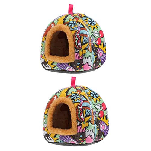 Mipcase 2 Stück Warmes Nestbett Für Hamster Ruhebett Entzückende Drucke Leichtes Tragbares Schlafhaus Für Kleintiere von Mipcase