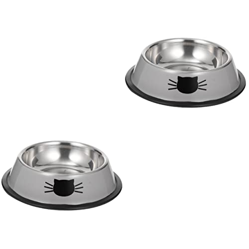 Mipcase 2 Stück Robuster Erhöhter Katzenfutternapf Hundewassernapf Edelstahl Stabiler Boden Bequemes Füttern Für Welpen Kätzchen von Mipcase