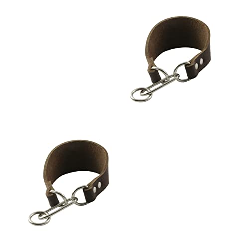 Mipcase 2 Stücke Leder Haustier Hund Kragen Breite Rindsleder Kragen für Hunde Mode Schnalle Kragen Kaffee Farbe Weich von Mipcase