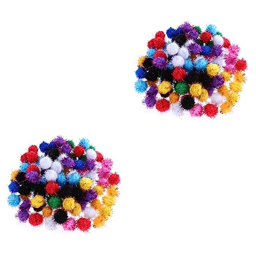 Mipcase 200 STK Pom-pom-Ohrringe Fuzzy-bälle Für Katzen Große Pompons Glitzer Spielzeug Spielzeuge Katzenspielzeug Glitzer Pompons Rote Grüne Pompons Puff Klein Kind Puderquaste Flauschige von Mipcase