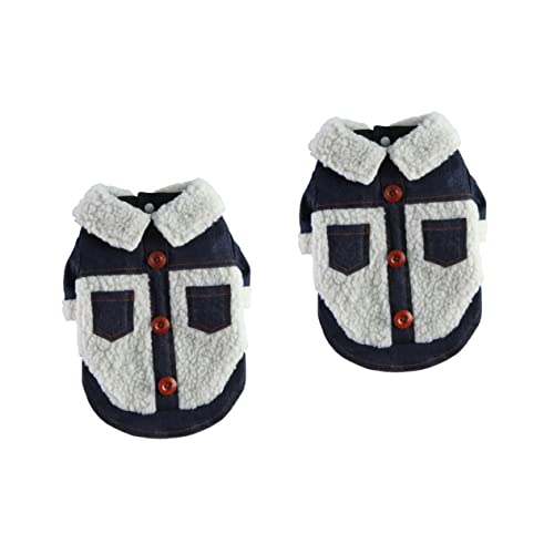 Mipcase 2Pcs Accessoires Cool Kalt Bequem Mittel Atmungsaktiv Jeansjacke Mantel Outfit Katzenklumpen Große Hunde Größe Wetter Bezaubernd M Kleidung Vintage - Welpe Warm Wärme Abriebfest von Mipcase