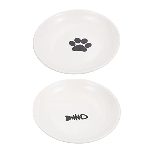 Mipcase 2Pcs Ceramics Haustierschale Angehobene Katzenschalen Hundefuttermittel Fütterungsgerichte Erhöhte Wasserfutter Schalen Katzenfutter Tablett für Katzen Hunde Welpe von Mipcase