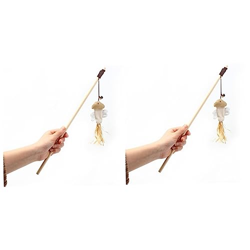 Mipcase 2pcs Kitten Toys Pet Toys Cat Toys Cat Toys Interactive for Indoor Cats Cat Stocking Stuffers Cat Scratchers for Indoor Cats Cat Teaser Wooden Cat Supplies Cat Wand Toy von Mipcase