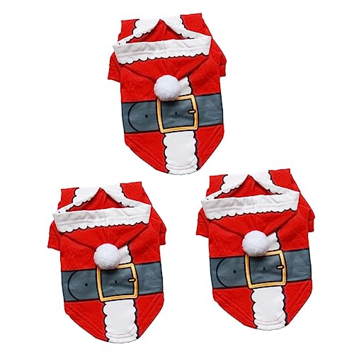 Mipcase 3st Haustier-Hoodie-Mantel Weihnachtsmann-kostüm Hunde Weihnachtsoutfits Weihnachtshündchenkleider Urlaub Hund Weihnachtshundekostüm Hund Weihnachtsmann-Outfit Cosplay Einstellen von Mipcase