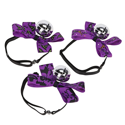 Mipcase 3st Halloween-haustierglockenhalsband Halloween-Halsband Für Haustiere Halloween-welpenhalsband Katzenhalsband Mit Glocke Katzenhalsbänder Stoff Hündchen Violett Haarschmuck von Mipcase