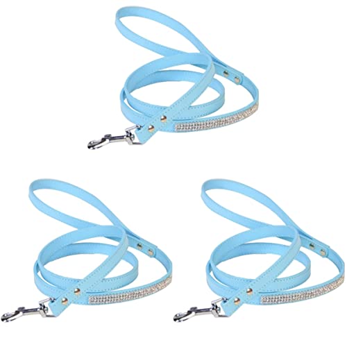 Mipcase 3-teilige Hundeleine Aus Pu-Leder Für Hundetraining Mit Haustieren Glitzernde Strass-Leine Für Hunde Für Den Täglichen Gebrauch Für Katzen Und Hunde von Mipcase