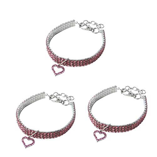 Mipcase 3 Pcs Charm Haustier Kragen Katze Kragen Halskette Mit Kreis Charme Decor Kristall Haustier Halskette von Mipcase