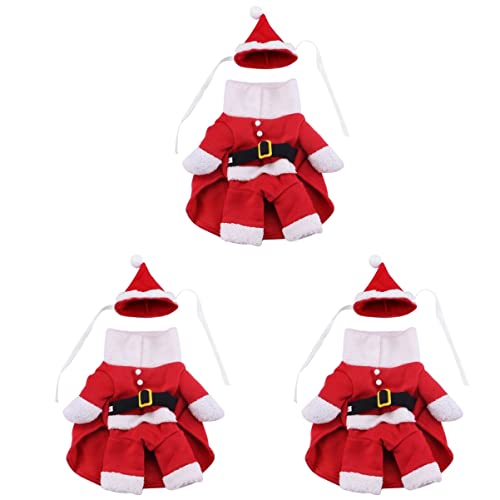 Mipcase 3-teiliger Hundemantel Für Weihnachten Haustierkleidung Für Hunde Weihnachtsmannkostüm Steh-Hoodie Langlebig Für Draußen von Mipcase