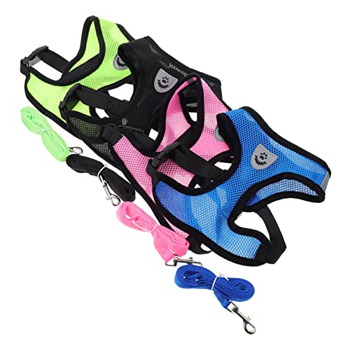 Mipcase 4 Sets Hund Und Leine Set Mesh Weste Für Haustier Bequeme Und Atmungsaktive Hundeweste von Mipcase