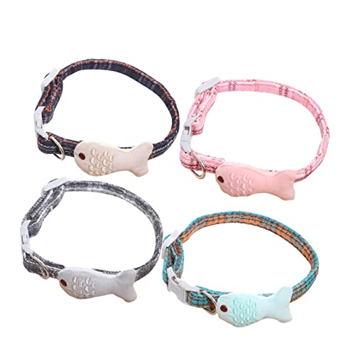 Mipcase 4 Stück Haustier Katze Kleiner Fisch Verstellbares Halsband Kätzchenhalsband Abbrechbar Katzenhalsband Fisch Halskette Mit Katzenhalsband Karierter Kätzchenkragen Halloween Schal von Mipcase