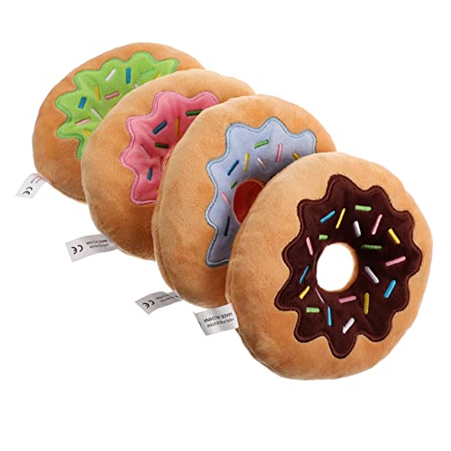 Mipcase 4stücke Plüschspielzeug Donut Für Hunde Quietschendes Kauspielzeug Für Welpen Strapazierfähig Und Interaktiv Zum Werfen Und Ziehen Vielfältiger Spaß Für Haustiere von Mipcase