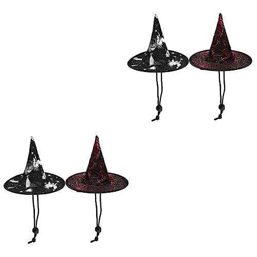 Mipcase 4 Haustier Hut Halloween-hexenhut Halloween Kopfbedeckung Kostüm Hut Hexenkatzenhut Halloween-Cosplay-welpenhut Hexenhut Für Haustiere Vlies Mini von Mipcase