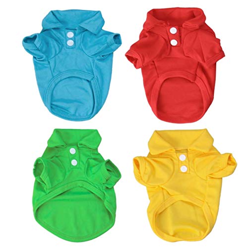Mipcase Haustier Hund T Shirts 4pcs Kurzarm Hunde Kleidung L Größe Atmungsaktive Baumwolle Für Komfort von Mipcase