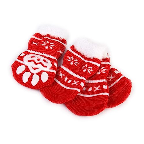 Mipcase 4er-Pack M Größe Haustier-baumwollsocken Weihnachts-hundesocken Nicht Warm Rot Mipcase 4er-Pack M Größe Haustier-baumwollsocken Weihnachts-hundesocken Nicht Warm Rot von Mipcase