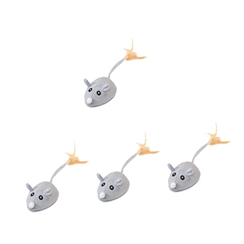 Mipcase 4 Stück Maus Katzenspielzeug Elektronisches Spielzeug Für Silvervine Katzenspielzeug Für Wohnungskatzen Elektrische Katze Mäuse Spielzeug Kätzchen Lithium Batterie Katzenstock von Mipcase