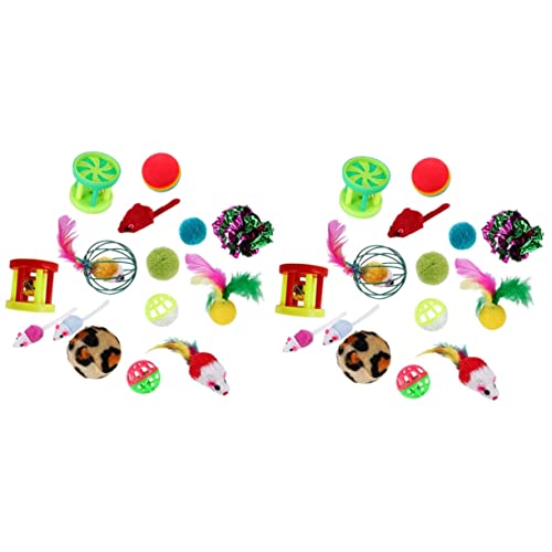 Mipcase 48 STK Katzenspielzeug Crinkle-bälle Für Katzen Beißspielzeug Lustiges Spielzeug, Kauspielzeug Für Kätzchen Interaktives Teaser-Spielzeug Vielfalt Backenzahn Glocke Kugel Plüsch von Mipcase