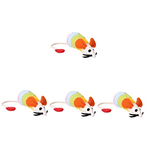 Mipcase 4 Stück Katze-Maus-Spielzeug Kätzchen Liefert Zahnspielzeug Für Welpen Rotierendes Katzenspielzeug Beißspielzeug Für Welpen Katze Necken Lustige Katze Katzenkratzer Katzenminze von Mipcase