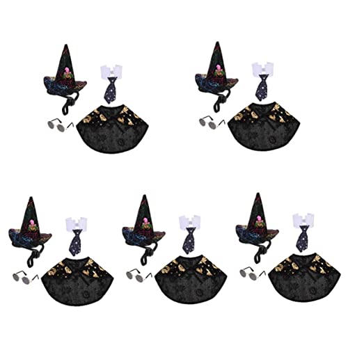 Mipcase 5 Sätze Halloween-Mantel Vampir Kostüm Umhang Halloween-katzenkostüm Halloween-haustierkleid Hexenkostüm Für Hunde Welpen-Cosplay-kostüm Dracula-kostüm Polyester Kleidung Hündchen von Mipcase