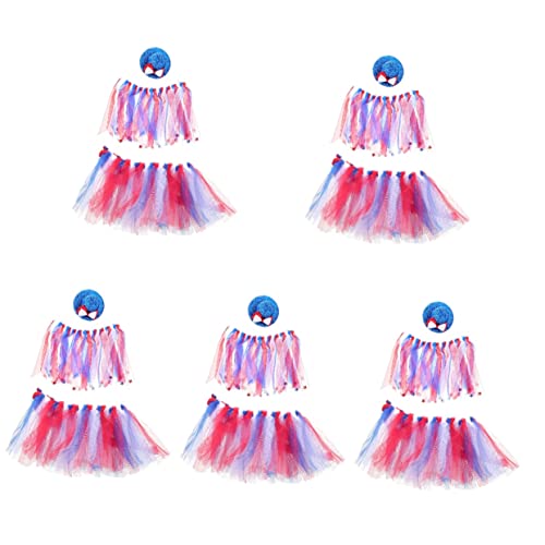 Mipcase 5 Sets Festival Katze Outfit Hund Party Kostüme Hut Haustier Hut Kragen Rock Set Unabhängigkeit Tag Haustier Cosplay Requisiten von Mipcase