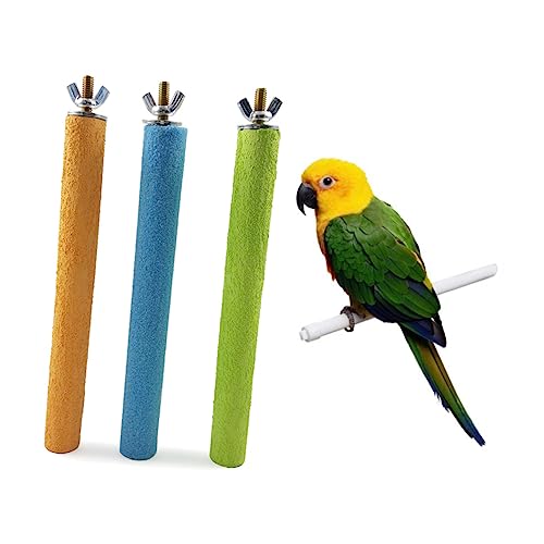Mipcase Papageien-sitzstangenständer – 5 Stück Vogel-Grind-Sticks Mit Naturholz Und Quarzsand Für Sicheres Kauen von Mipcase