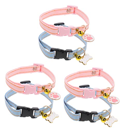 Mipcase 6 STK Katzenhalsband Abtrünnige Katze Kätzchenhalsband Katzenhalsbänder Mit Glocke Abbrechbare Katzenhalsbänder Für Katzen Baumwolle Polyester Junge Anhänger von Mipcase