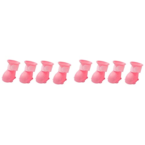 Mipcase 8-Teilige Stiefel Regenschuhe Slip Paw Welpen Verstellbare Bequeme Sohle Mit Gehend Warmen Outdoor-Riemen Tag Geschmeidig Rosa Anti-Rutsch-Regenstiefel Indoor Pet Booties von Mipcase